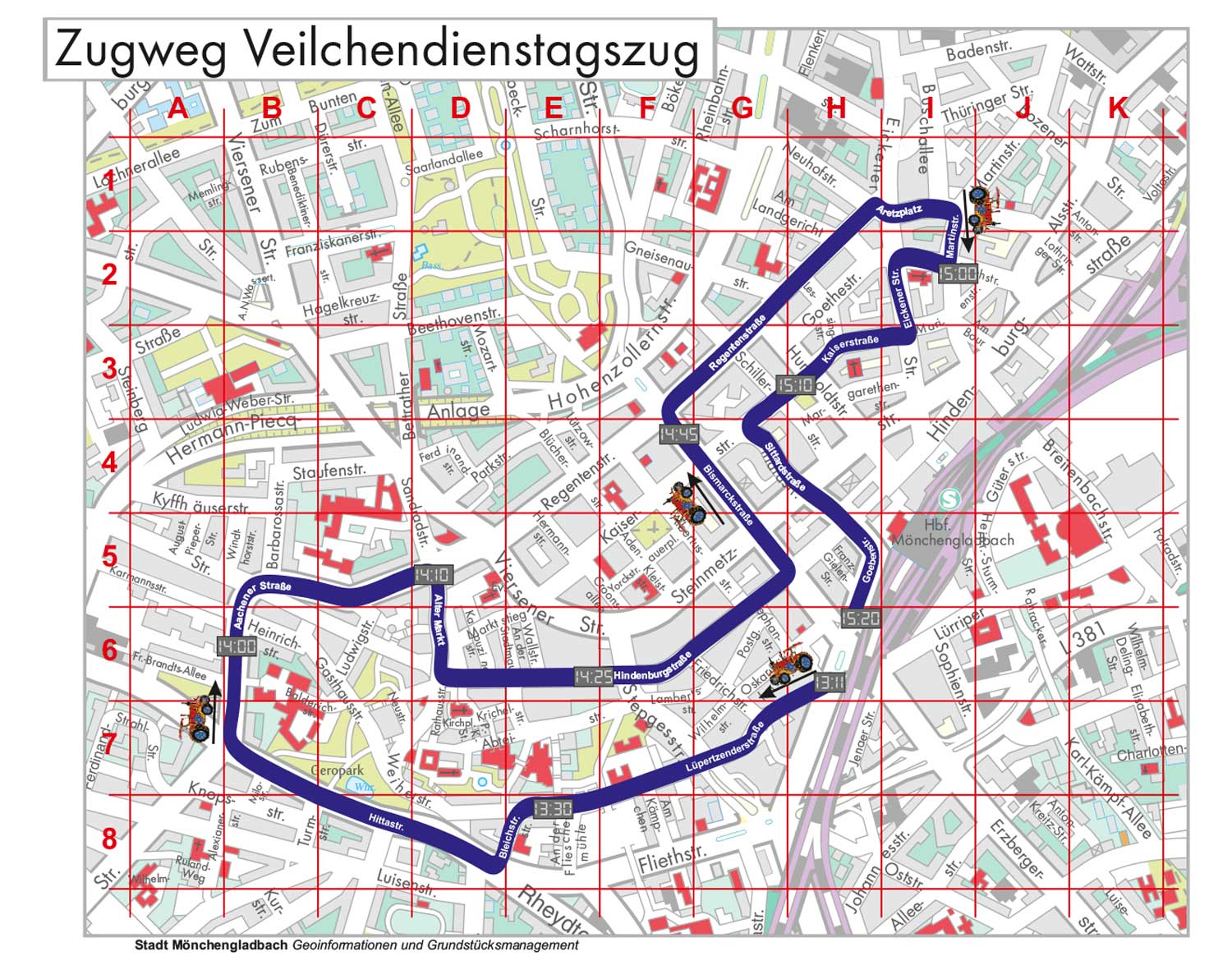 Grafik MKV Zugweg Veilchendienstagszug 2023