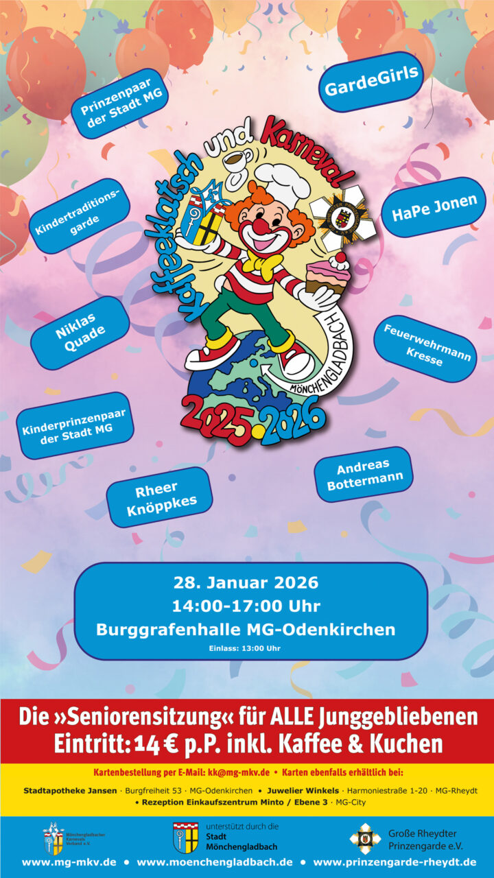 Grafik Kaffeeklatsch und Karneval 2025–2026 Plakat