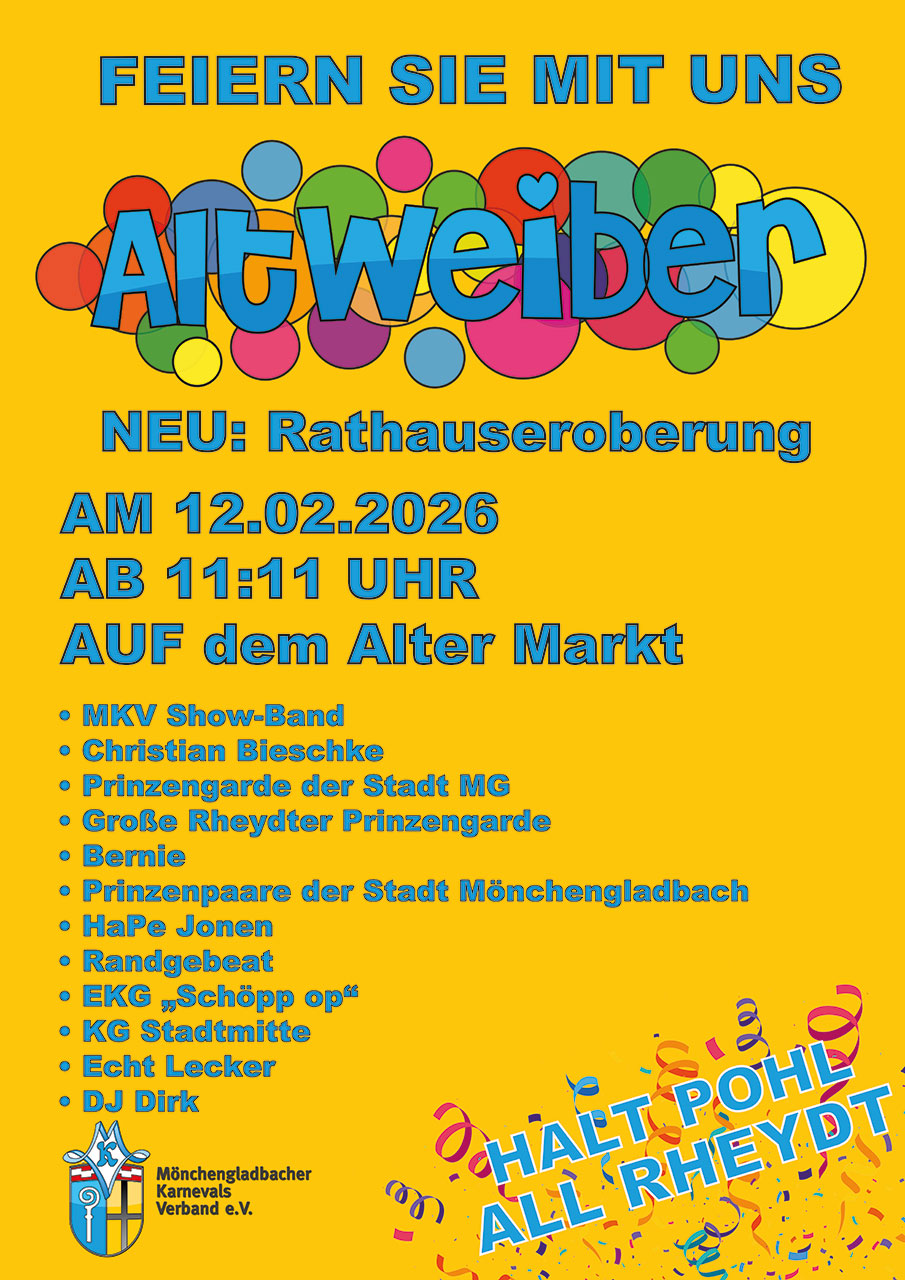 Grafik Plakat Altweiber in Mönchengladbach 12.02.2026